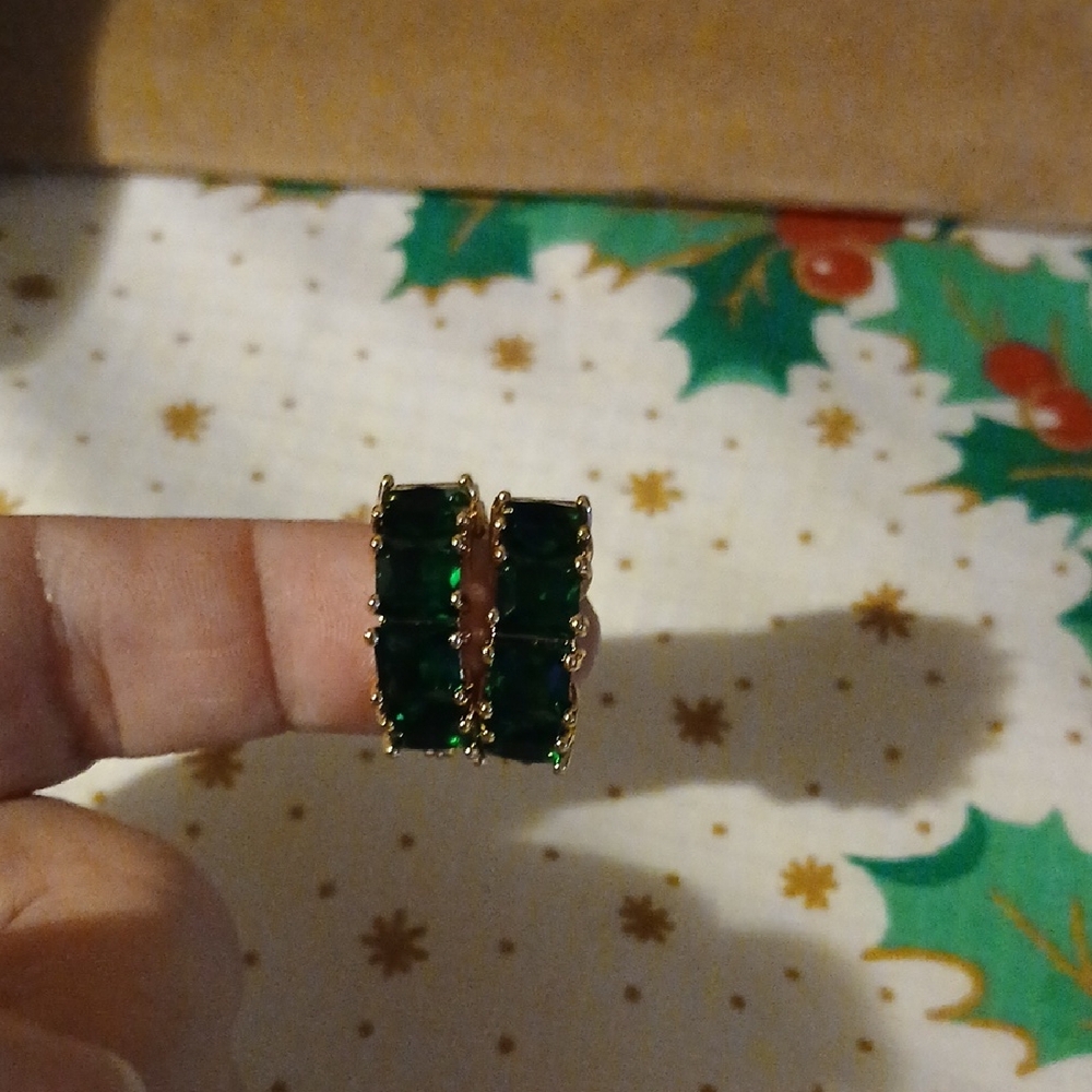 Elegant Green and Gold Women's Earrings
